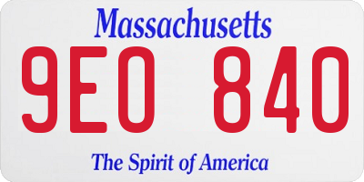 MA license plate 9EO840