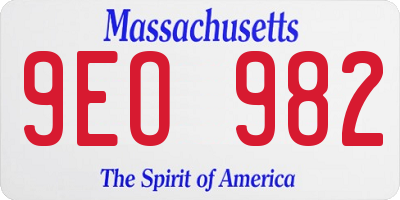 MA license plate 9EO982