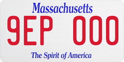 MA license plate 9EP000