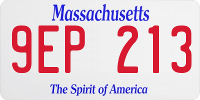 MA license plate 9EP213