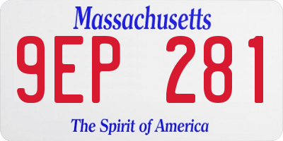MA license plate 9EP281