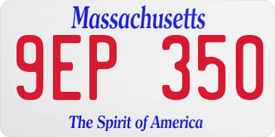 MA license plate 9EP350