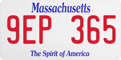 MA license plate 9EP365