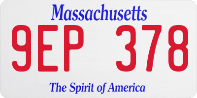 MA license plate 9EP378