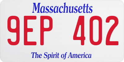 MA license plate 9EP402