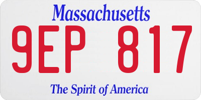 MA license plate 9EP817
