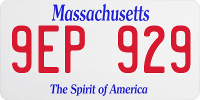 MA license plate 9EP929
