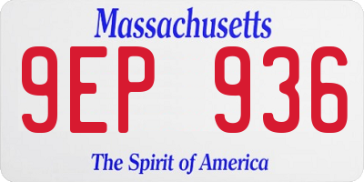 MA license plate 9EP936