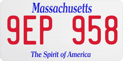 MA license plate 9EP958