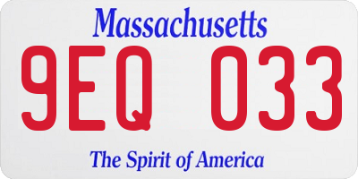 MA license plate 9EQ033