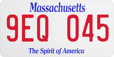 MA license plate 9EQ045