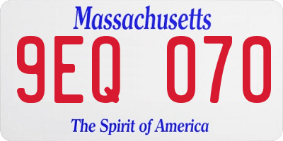 MA license plate 9EQ070