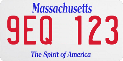 MA license plate 9EQ123