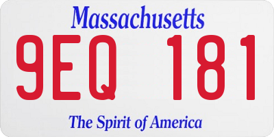 MA license plate 9EQ181