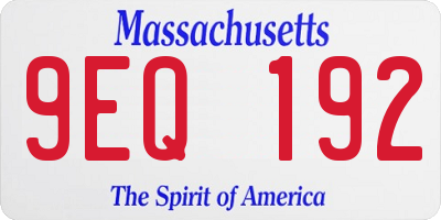 MA license plate 9EQ192