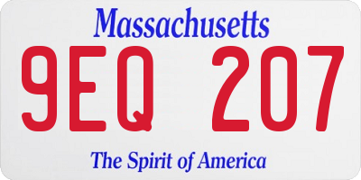MA license plate 9EQ207