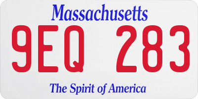 MA license plate 9EQ283
