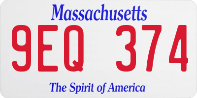 MA license plate 9EQ374