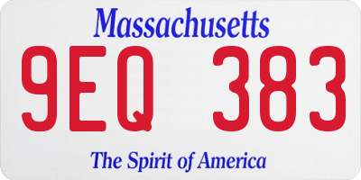 MA license plate 9EQ383