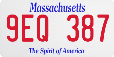 MA license plate 9EQ387