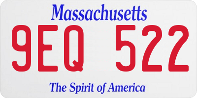 MA license plate 9EQ522