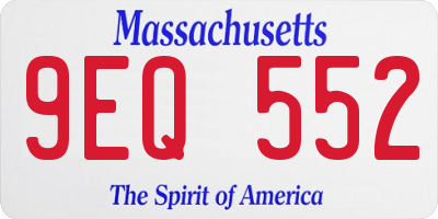 MA license plate 9EQ552