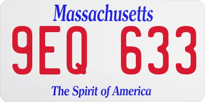 MA license plate 9EQ633