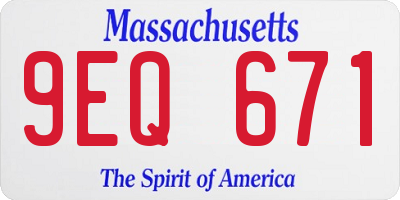 MA license plate 9EQ671