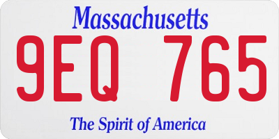 MA license plate 9EQ765