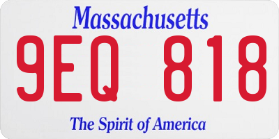MA license plate 9EQ818