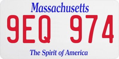 MA license plate 9EQ974
