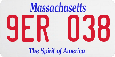 MA license plate 9ER038