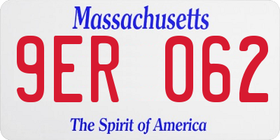 MA license plate 9ER062