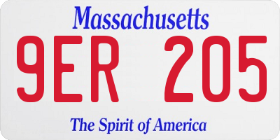 MA license plate 9ER205