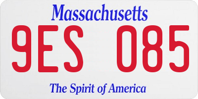 MA license plate 9ES085