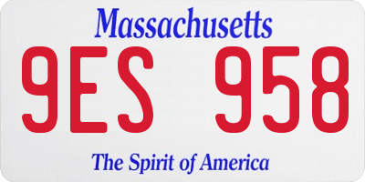 MA license plate 9ES958