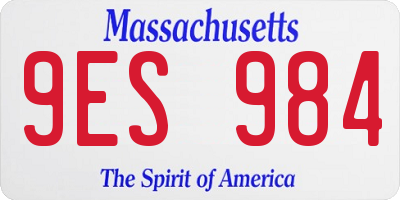 MA license plate 9ES984