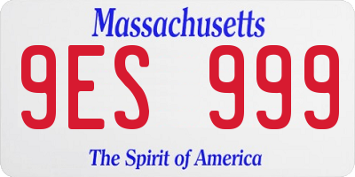 MA license plate 9ES999