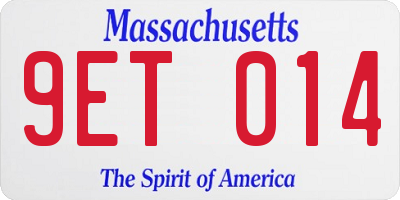 MA license plate 9ET014