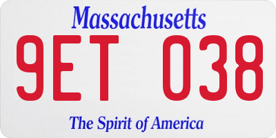 MA license plate 9ET038