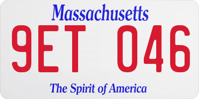 MA license plate 9ET046