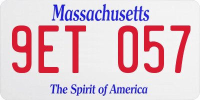 MA license plate 9ET057