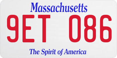 MA license plate 9ET086
