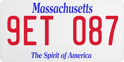 MA license plate 9ET087
