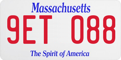 MA license plate 9ET088