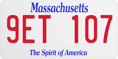 MA license plate 9ET107