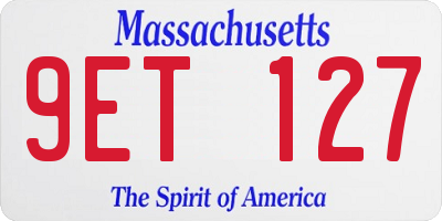 MA license plate 9ET127