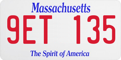 MA license plate 9ET135