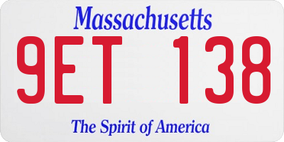 MA license plate 9ET138
