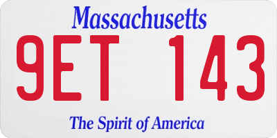 MA license plate 9ET143